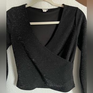 Sparkly glitter crop stop long sleeve